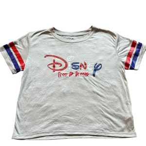 Disney crop top girls size large L 11/13 Gray Free To dream short sleeve jersey